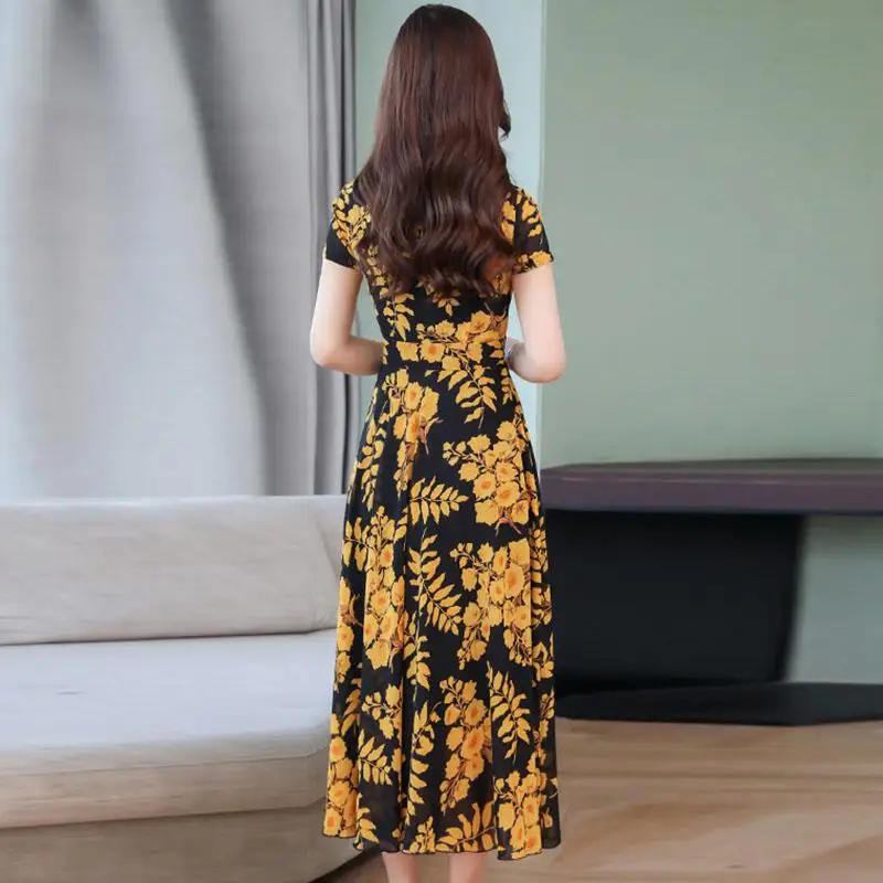 Yfashion женское летнее платье с коротким рукавом модным принтом и длинной талией