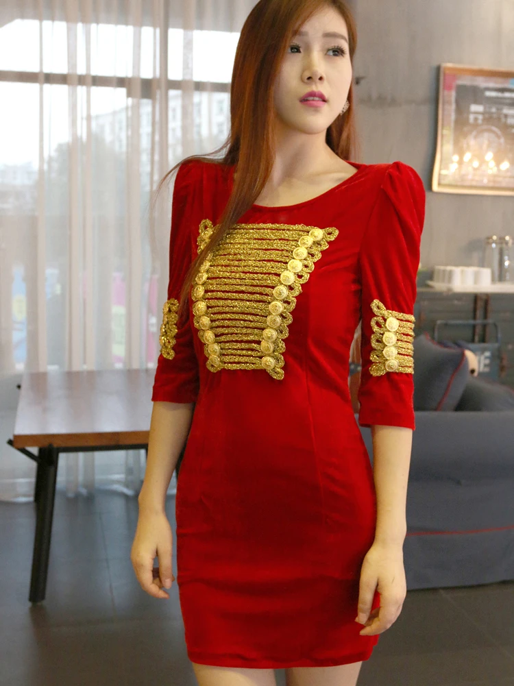 2017 новое модное осенне зимнее бархатное платье на пуговицах с золотой цепочкой в