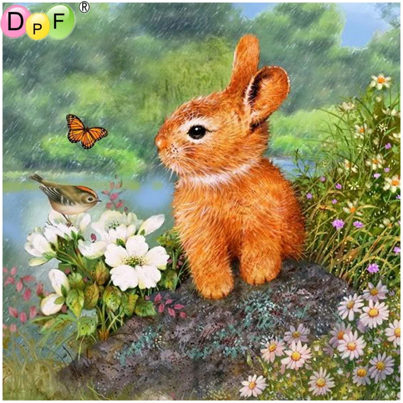 DPF DIY Little bunny 5D алмазная живопись вышивка крестиком рукоделие домашний декор