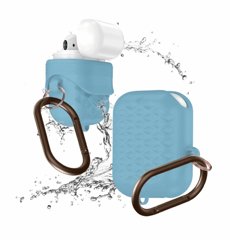 Водонепроницаемый чехол для наушников Airpods 2& 1, мягкий силиконовый беспроводной чехол для наушников Airpods, защитный чехол с крючком