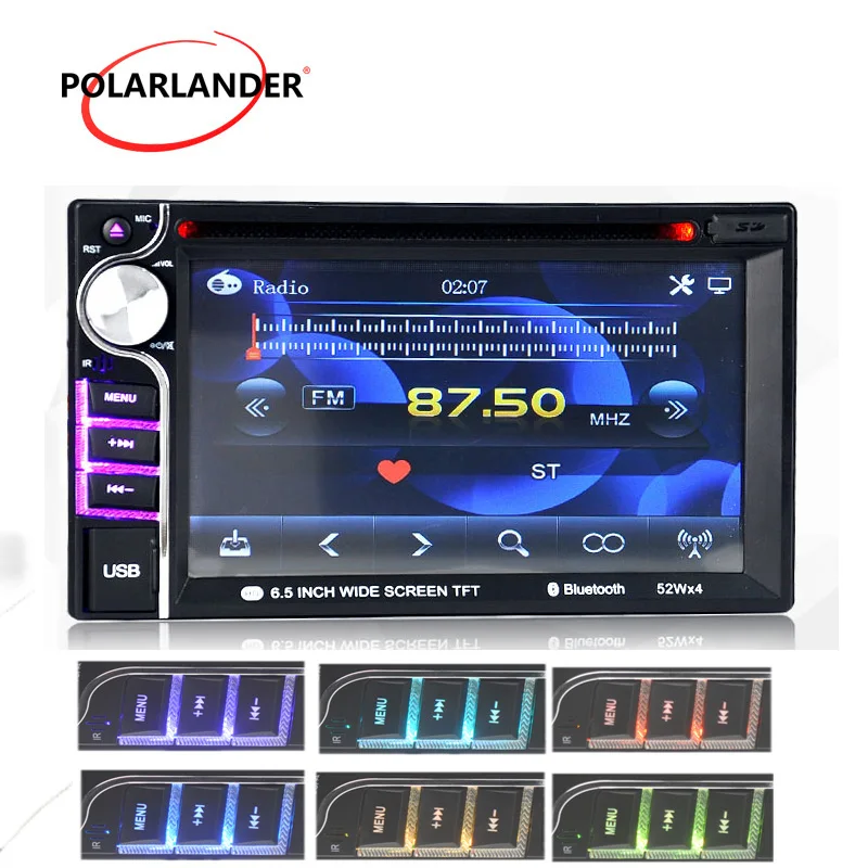 Автомобильный DVD с сенсорным экраном Hands Free RDS поддержка 7 языков 6 5 дюйма 2 Din HD