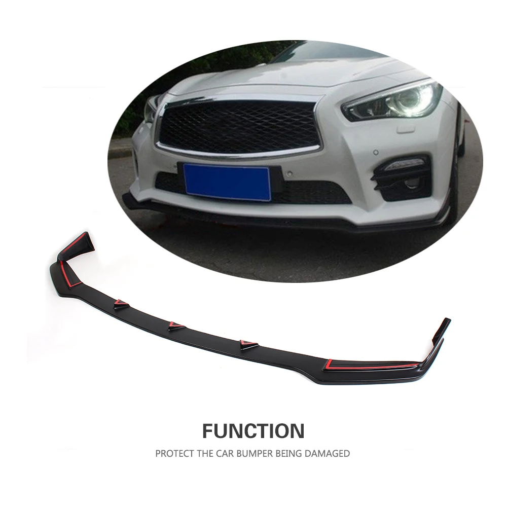 Черный разрисованный передний бампер из искусственной кожи спойлер для infiniti Q50