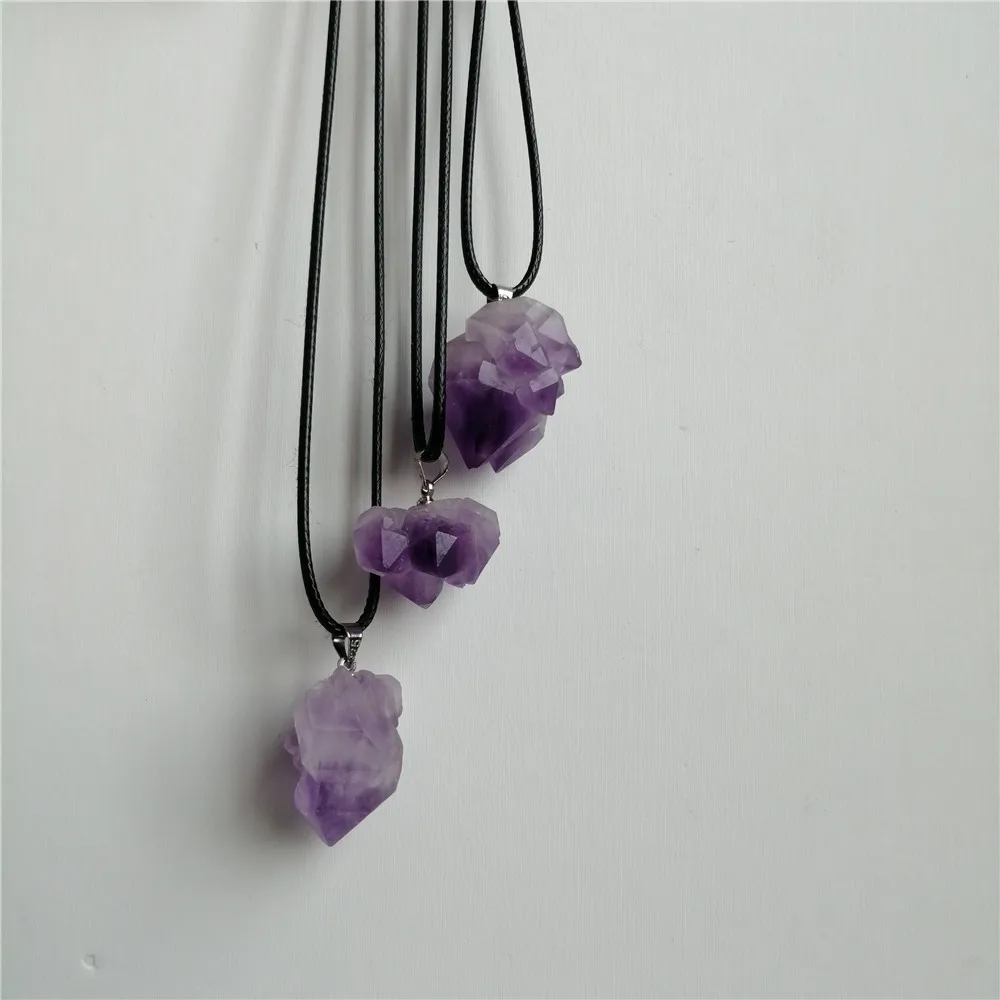 Кулон из натурального аметиста ожерелье кристалла кулон кварцевого камня сырой