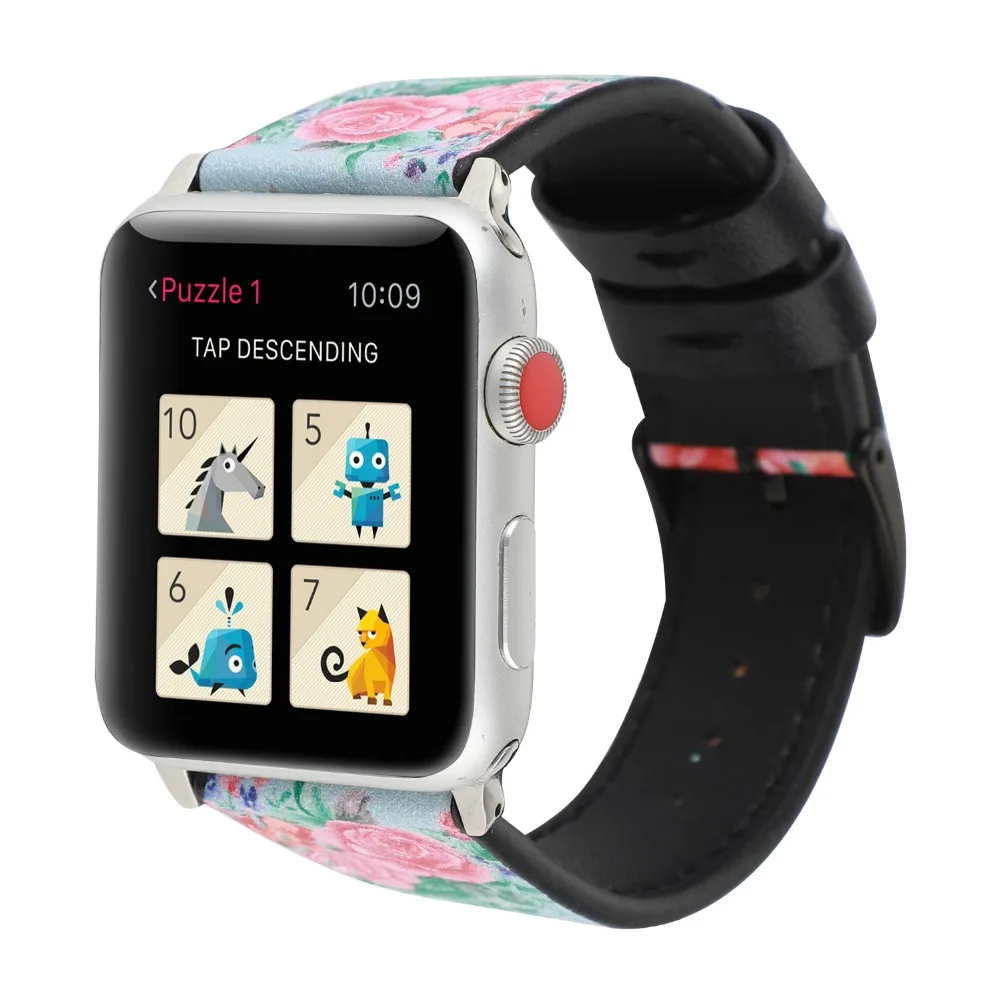 Сельский кожаный ремешок для часов apple watch группы серии 4 3 2 1 цветочный сменный Apple