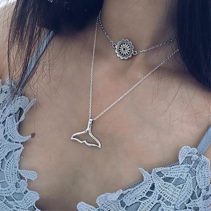 2020 Новый Boho подвеска рыбий хвост ожерелья для женщин в винтажном стиле с