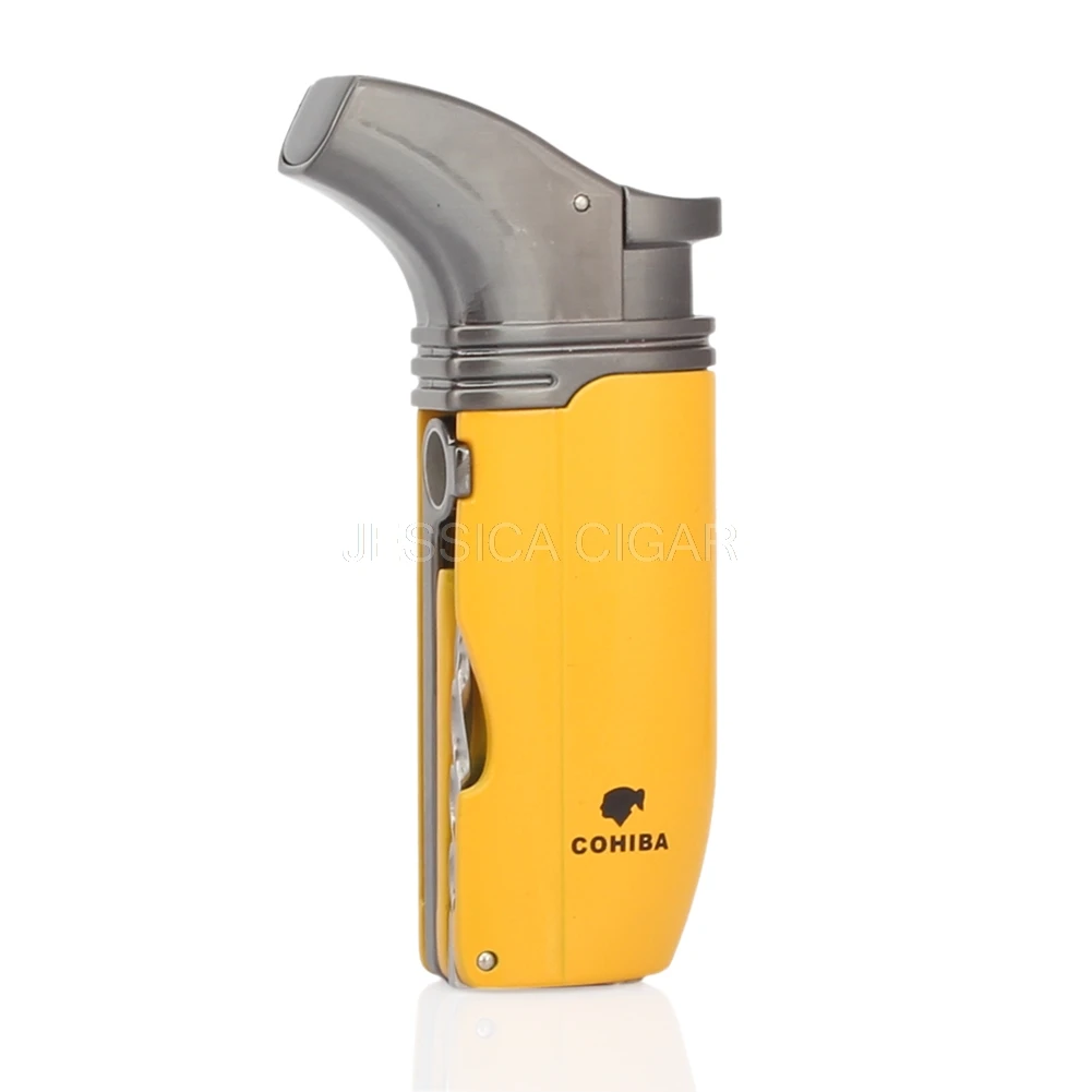 COHIBA инструмент для курения Металл бутан газ зажигалка для сигар 2 фонарь пламя Windprood зажигалки для сигарет со встроенной иглой для сигар
