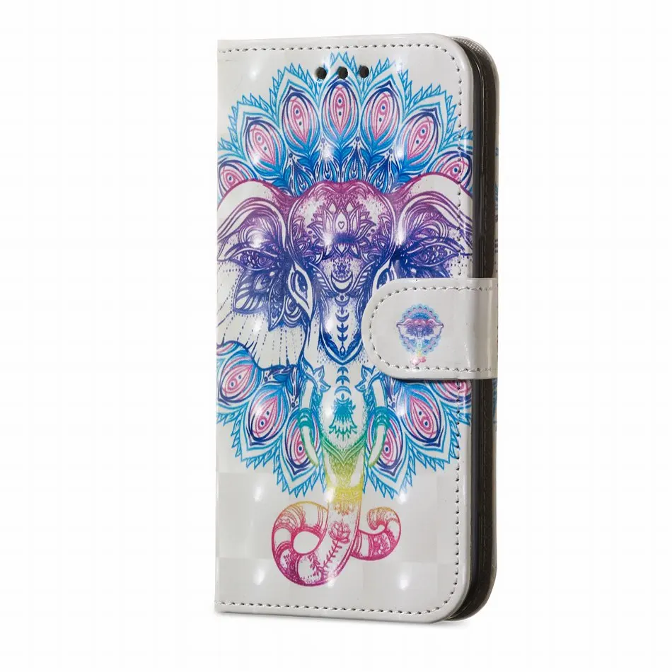 Colorful Elephant Чехлы с отделениями для карт, Кожаные чехлы Fundas для iPhone XR X XS Max 5 5S SE 6 6S 7 8 Plus, чехлы для книг, сумки для телефонов, фиолетовые бабочки D27Z - Цвет: Colorful Elephant