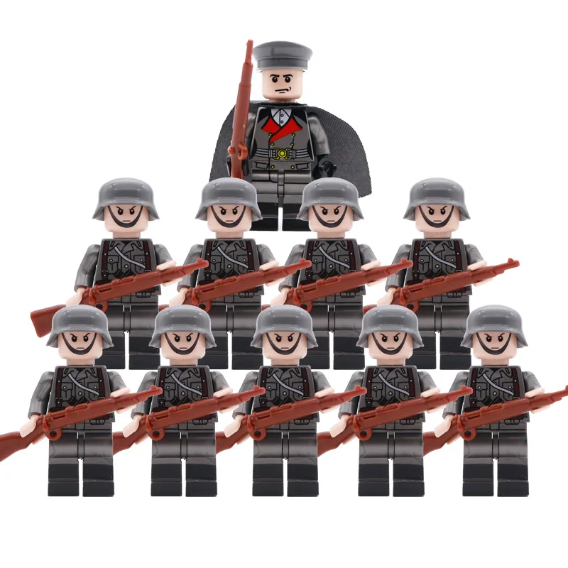 Military Building Blocks Set German Soviet Army WW2 Soldier Weapon Special Force CS SWAT Team Guns Toy Figures Accesories Bricks - Цвет: 10 German 98k