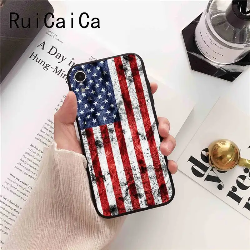 Ruicaica американский флаг США мягкий черный чехол для телефона iPhone 5 5Sx 6 7 plus 8 Plus X XS MAX