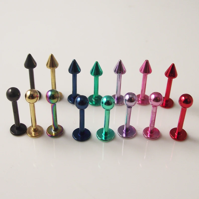 

SaYao 100pcs Wholesale free shipping Fashion Ball Spike Lip ring Labret rings body Piercing Jewelry mixed colors