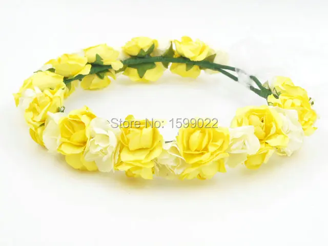 Женский винтажный цветочный венок ручной работы в богемном стиле желтая