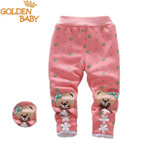 2018 зимние теплые штаны с героями мультфильмов для маленьких девочек милые