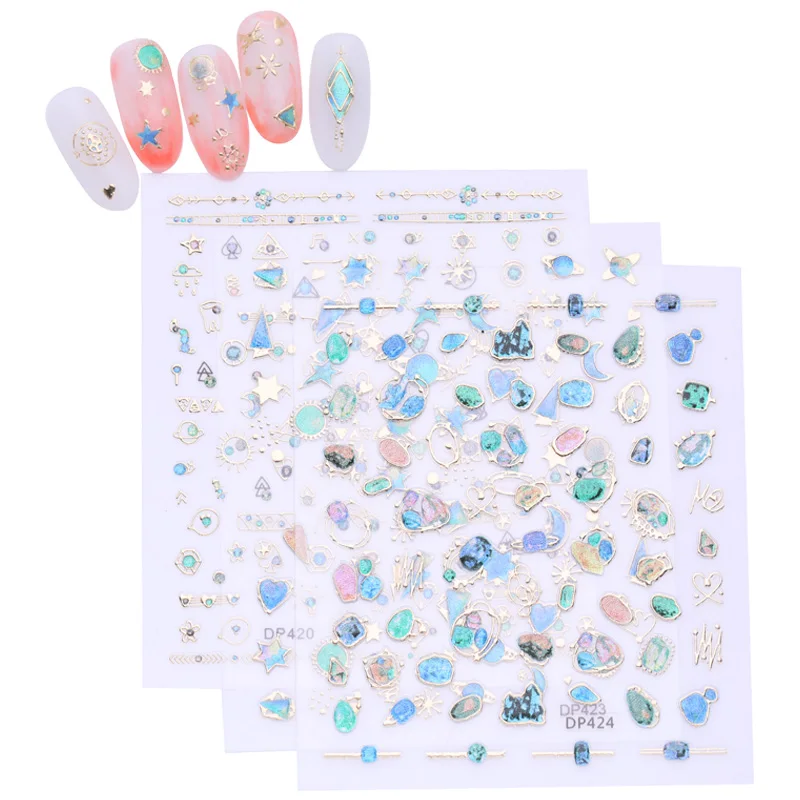 3D Nail Art Stickers Self Adhesive Gem Stone Geometric DIY Decoration Supplies | Красота и здоровье