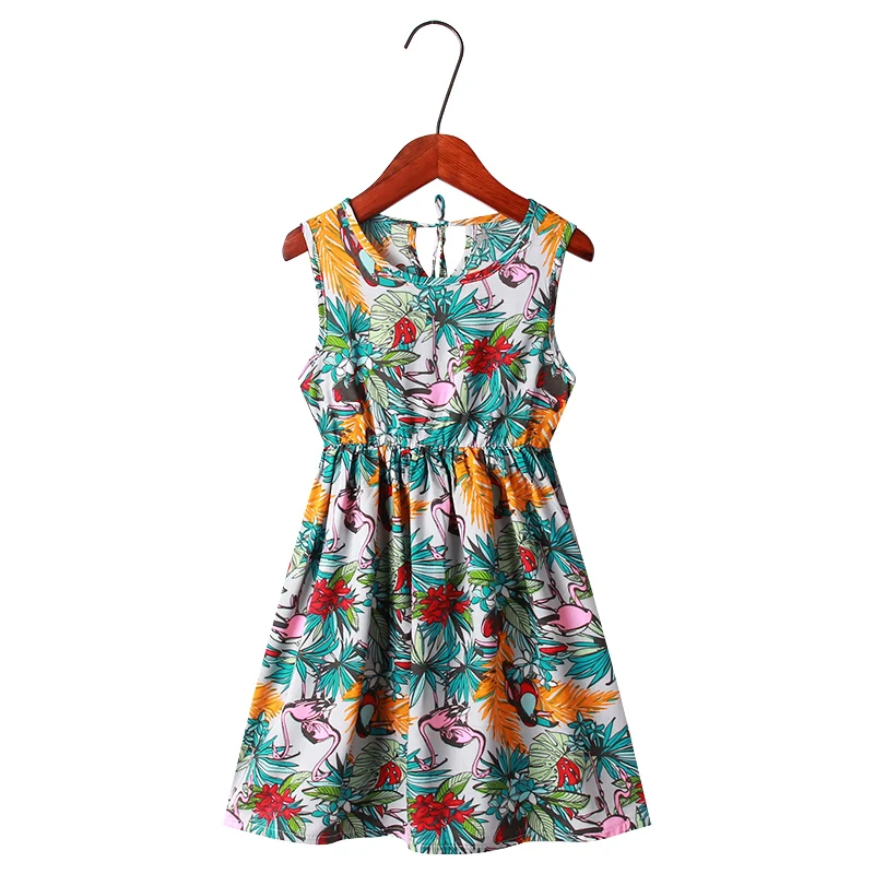 pink bird Г., новые летние Семейные костюмы, модные Хлопковые Платья для мамы и дочки, 3, 9, 12 лет, одежда для семьи Макси-платья для девочек - Цвет: pink bird