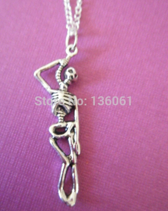 Винтажные серебряные ожерелья скелеты на Хэллоуин подвески готический