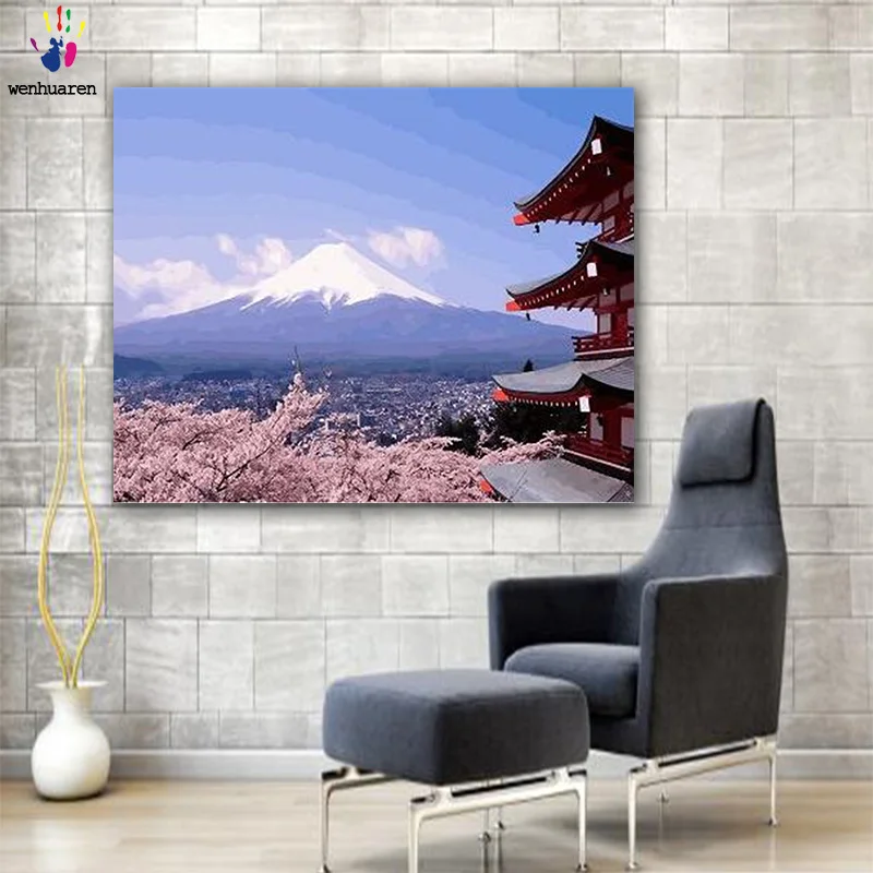 DIY картинки для раскраски по номерам с цветами красивые пейзажи живопись