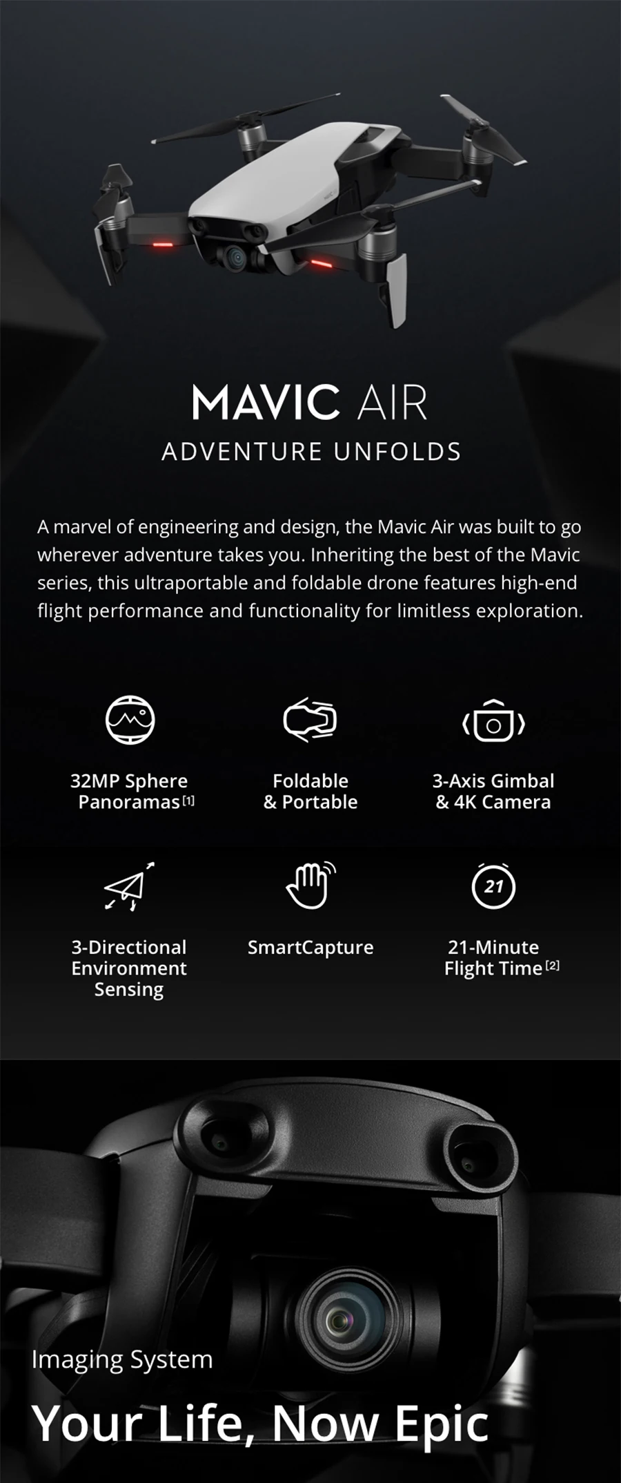 Взлетно-посадочная площадка для DJI Mavic Air/Mavic Air Fly больше комбо Дрон с разрешением 4K 100 Мбит/с видео 3-осевому гидростабилизатору Камера 4 км удаленного Управление с временем полета 21 мин