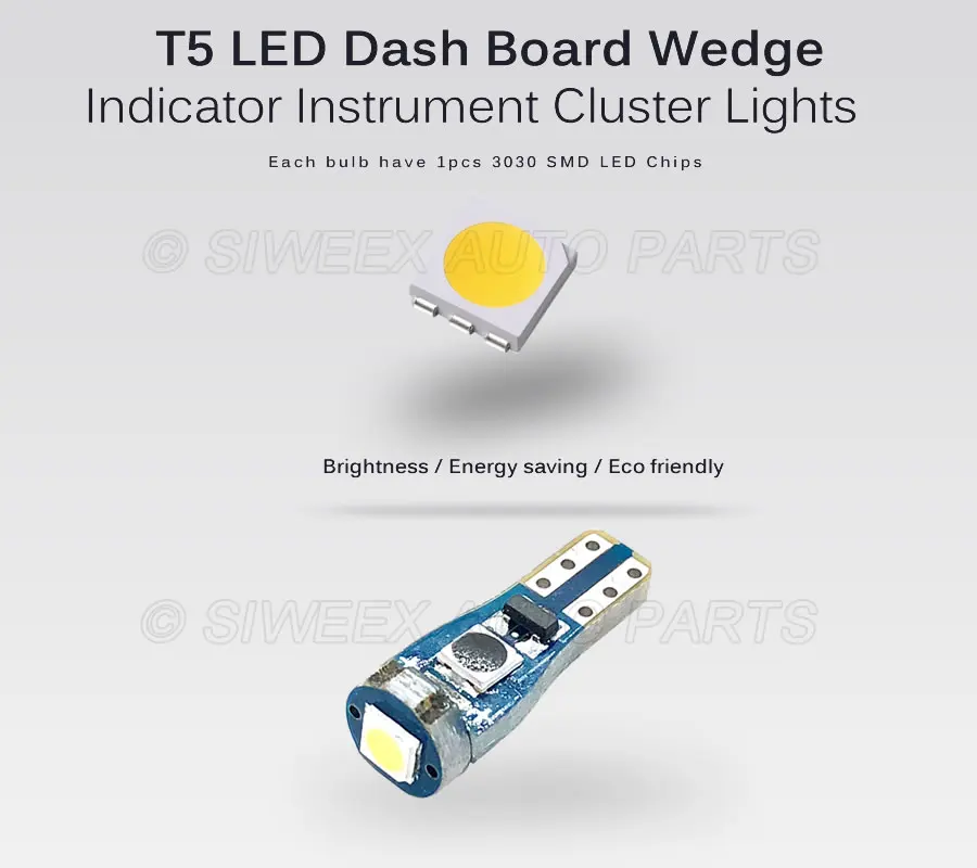 2 шт. T5 37 58 70 73 74 приборной панели 1 3030 SMD светодиодная лампочка панель лампа