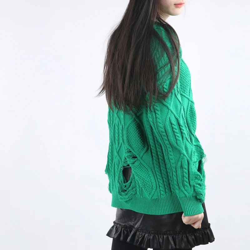 Женский свитер с длинным рукавом HDY Haoduoyi красный/зеленый вырезом | Женская одежда