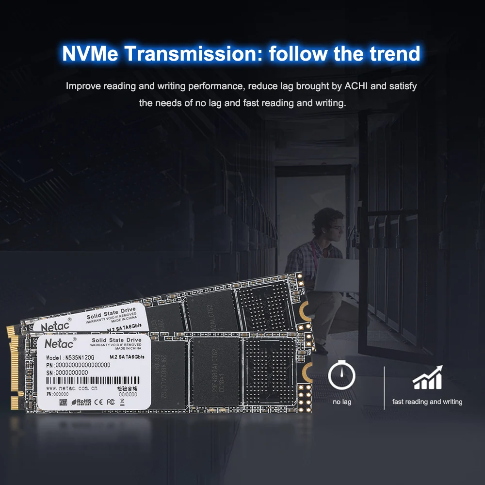 Твердотельный накопитель Netac N535N SSD M.2 2280 SSD SATAIII 6 ГБ/сек. 120GB 240GB PCIe Gen3 3D MLC/TLC NAND