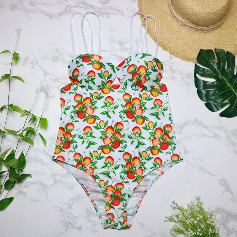 Swimsuit Women 2019 New Print Push up One Piece Swimwear Solid Monokini Maillot De Bain Femme Bodysuit Female Bathing Suit 3746 | Спорт и