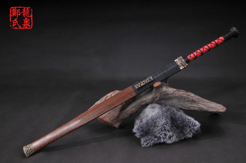 Античный китайский меч прямое лезвие складной стальной Гравированный золотой