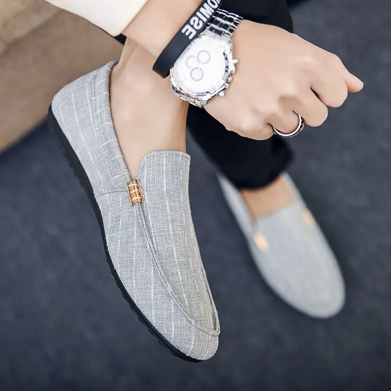 Casual Shoes Canvas Slip-on Rubber Breathable Soft Summer Sneakers Checkered Comfortable Fashion Autumn Flats Loafers For Men | Обувь