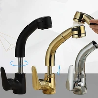 baidaimodeng brass body lift pull basin basin hot and cold water faucet telescopic rotatable shampoo black gold lengthened