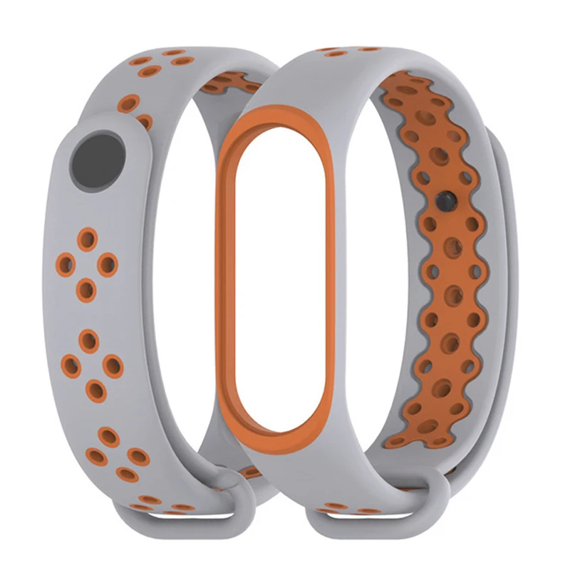 Ремешок для Xiaomi mi Band 3, ремешок для наручных браслетов mi Band 3, аксессуары для браслетов для Xiaomi mi Band 3, 4 - Цвет: Grey orange
