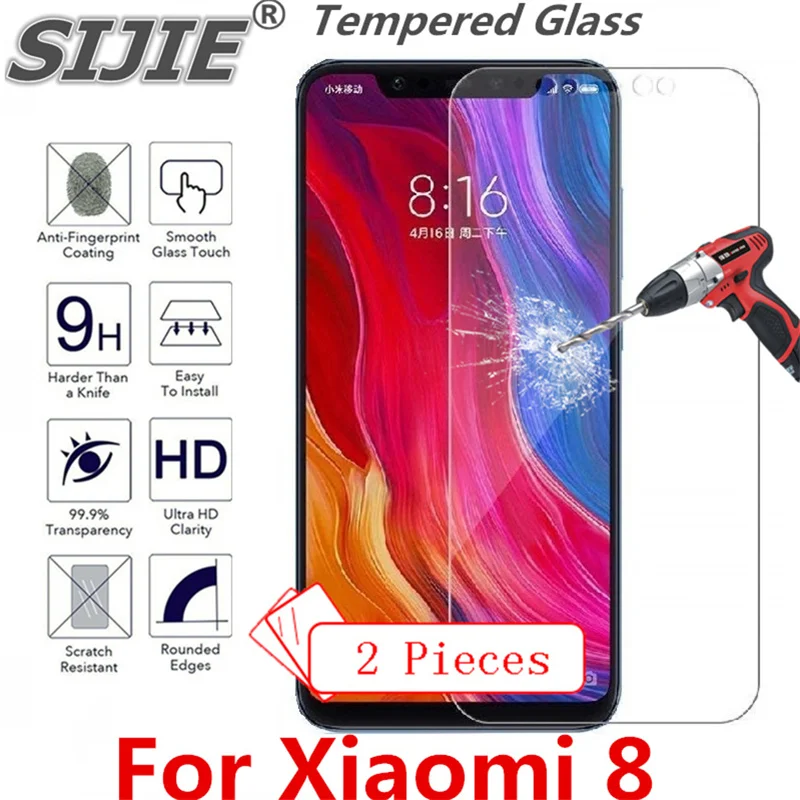 2 шт. закаленное стекло для Xiaomi 8 Mi8 SE Защитная крышка экрана чехол смартфона с