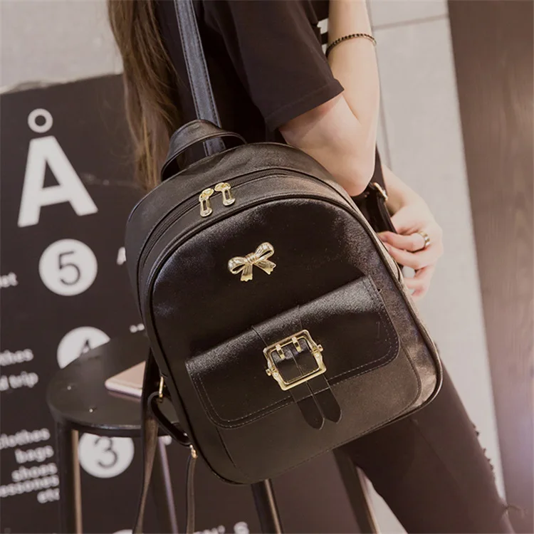 Для женщин рюкзаки черный Мини для девочек сумки лук Mochila Мода подростков