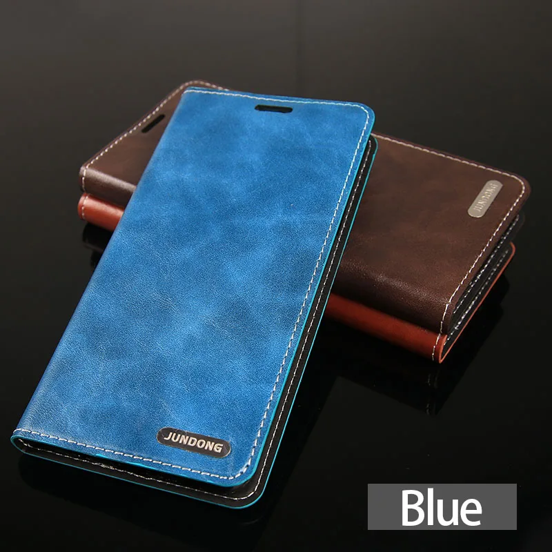Синий Чехол для телефона для Xiaomi mi 9 se 9T 8 5S Plus mi x 2S Max 3 F1 A1 A2 A3 кожаный флип-кошелек с масляным воском для Red mi Note 5 6 7 - Цвет: Синий
