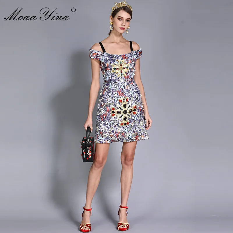 MoaaYina 2018 модное дизайнерское подиумное платье летние женские спагетти ремень с