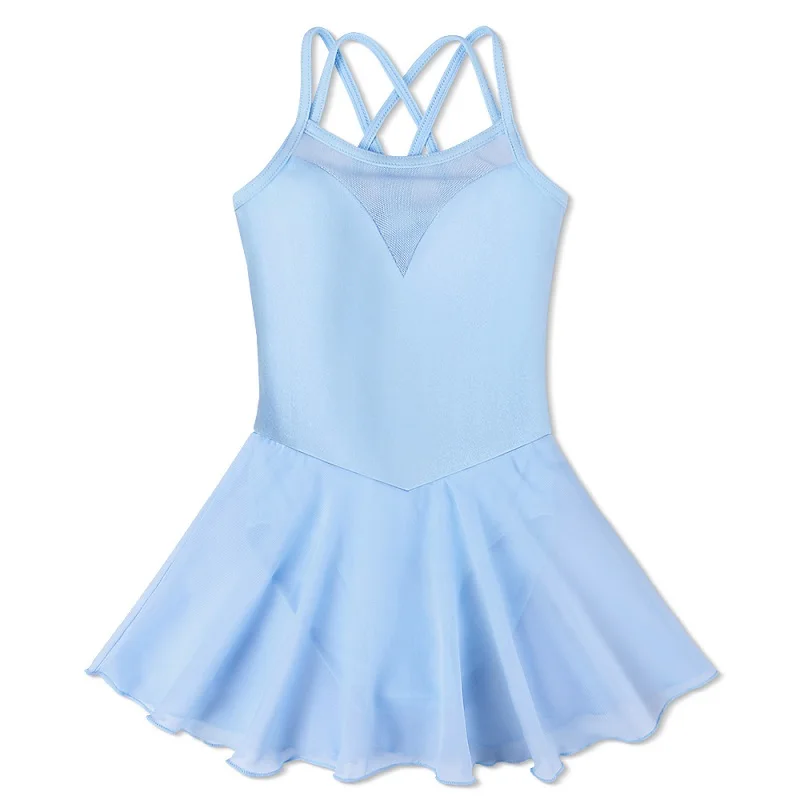 B186 Blue BAOHULU гимнастическое трико для девочек; детская Одежда для танцев; детское боди; танцевальный трико для девочек; балетный костюм с юбкой-пачкой - Цвет: B186 Blue
