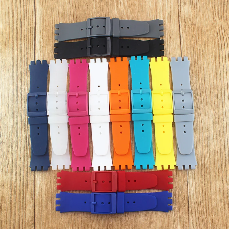 Ремешок силиконовый для мужских и женских часов резиновый браслет Swatch susb401 susb400