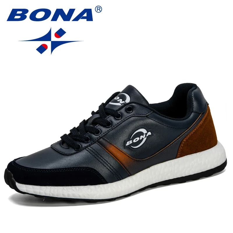Deep blue S gray BONA/Новинка года; классические стильные модные кроссовки; мужские повседневные лоферы; Студенческая уличная трендовая обувь; спортивная обувь для прогулок; рекламная обувь - Цвет: Deep blue S gray