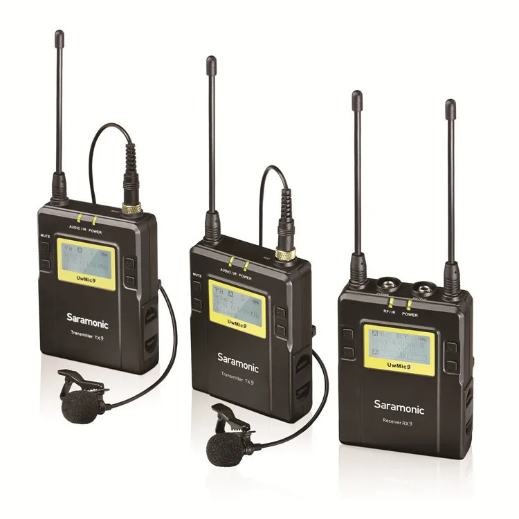 Saramonic UWMIC9 вещания UHF камера беспроводной петличный микрофон системы Передатчики+ один приемник для DSLR видеокамеры
