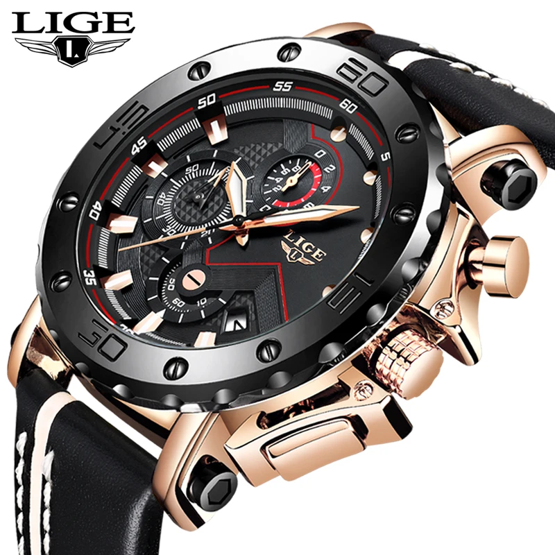 Фото LIGE для мужчин s часы лучший бренд класса люкс мужчин's Военная Униформа
