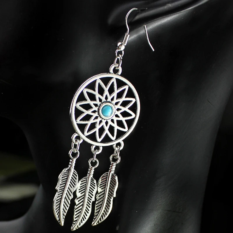 Bohemia Vintage Women Dream Catcher Long Feather Drop Earrings Tassel Bead Tibetan Pendiente Gift | Украшения и аксессуары