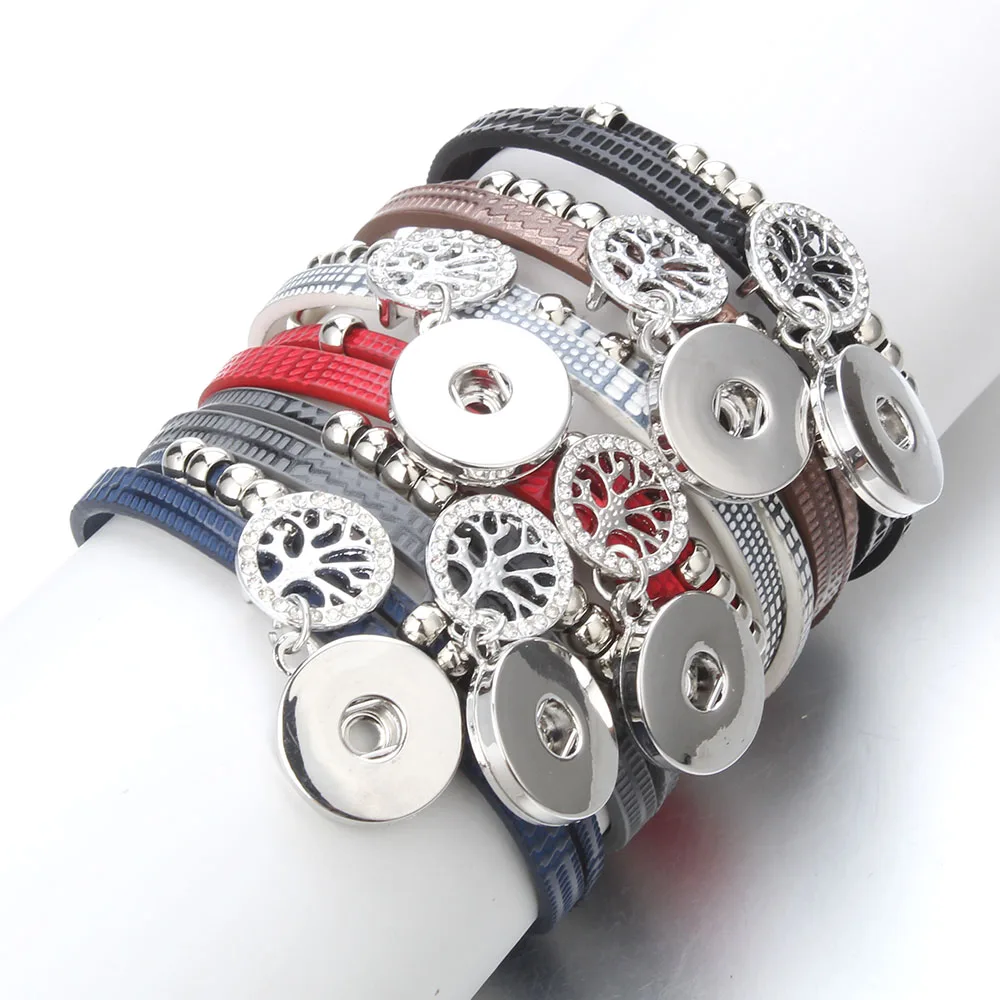 Новые ювелирные изделия с кнопками браслеты из бисера Древо жизни кожаный