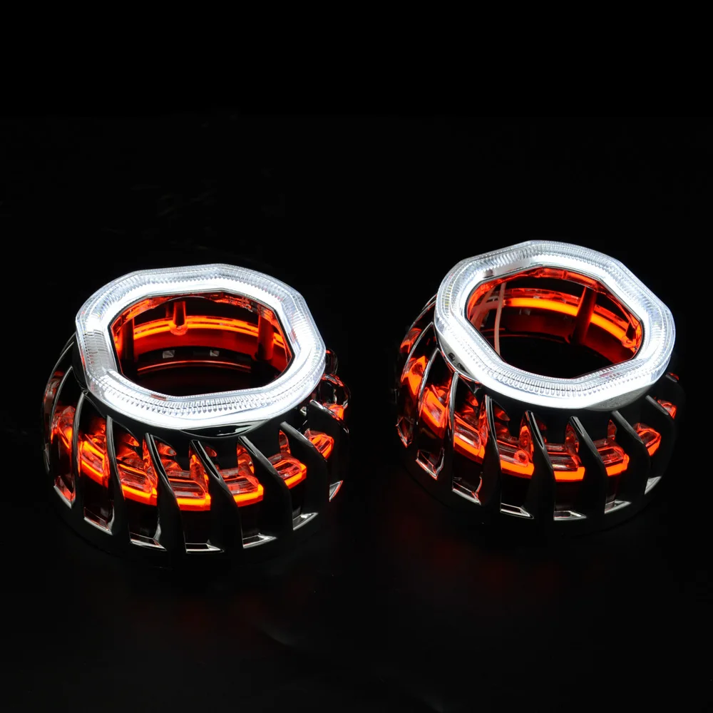 2 шт. линзы проектора Bi Xenon светодиодный кожух квадратное колесо огненная