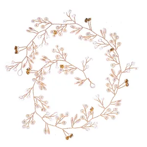 Повязка на голову для невесты, Стразы ручной работы с жемчугом, длиной 30 см