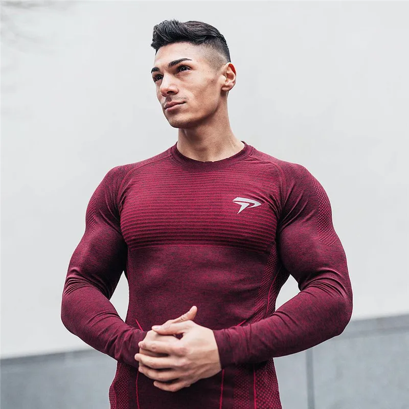 Новинка 2021 брендовая мужская рубашка для бега с длинным рукавом спортзала