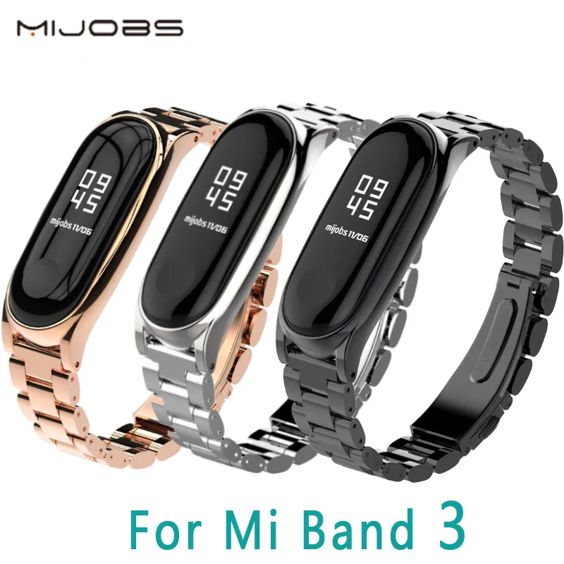 Металлический ремешок Mijobs для Xiaomi Mi Band 3 Безвинтовой браслет из нержавеющей стали