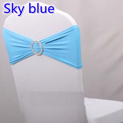Небесно голубой цвет на стул для продажи пояс с круглыми пряжками стула Чехлы