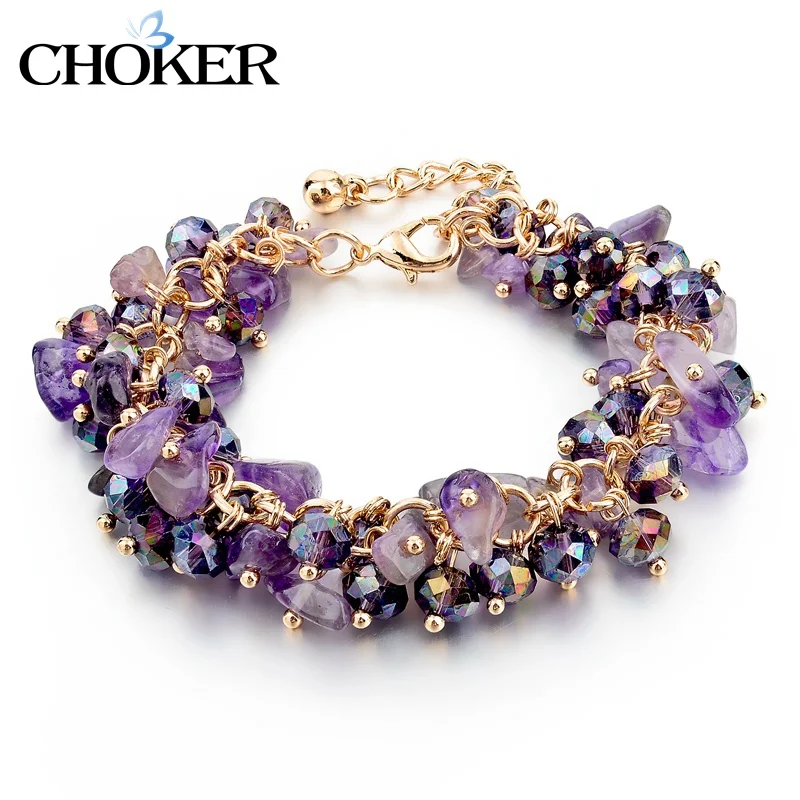 purple CHICVIE, очаровательный браслет и браслет с кристаллами, зеленый цвет, браслеты для женщин, браслеты дружбы с кубическим цирконием, SBR140192 - Окраска металла: purple