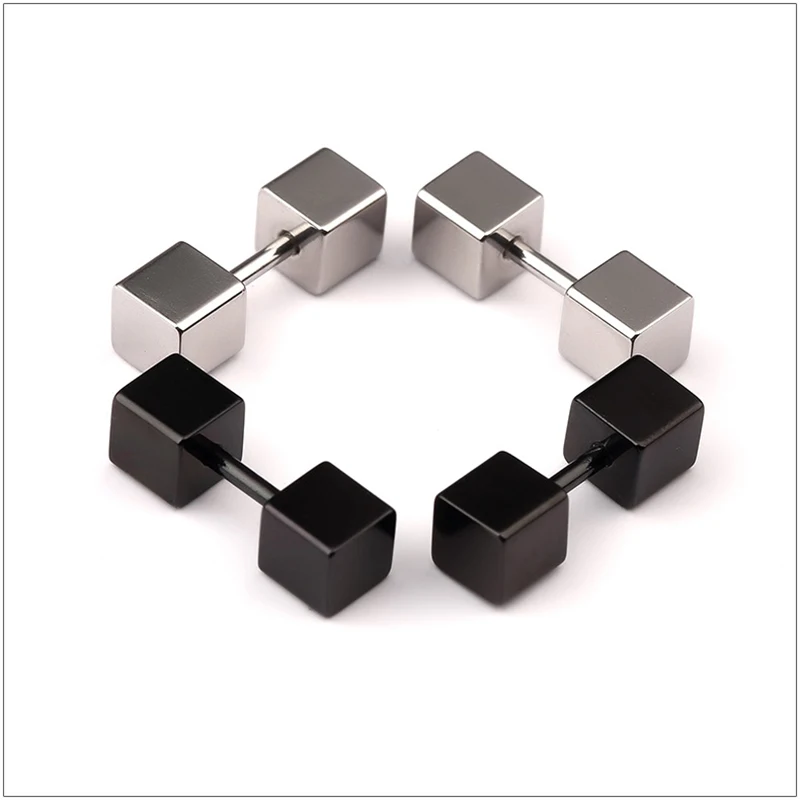 Новые маленькие серьги-гвоздики в стиле хип-хоп Простые Стальные Серьги Черного