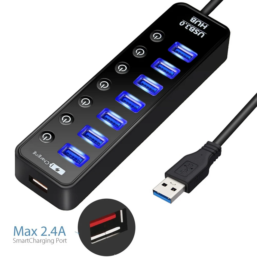 USB 3 0 разветвитель с 7 портами и портом|7 ports|usb splitterhub 3.0 |