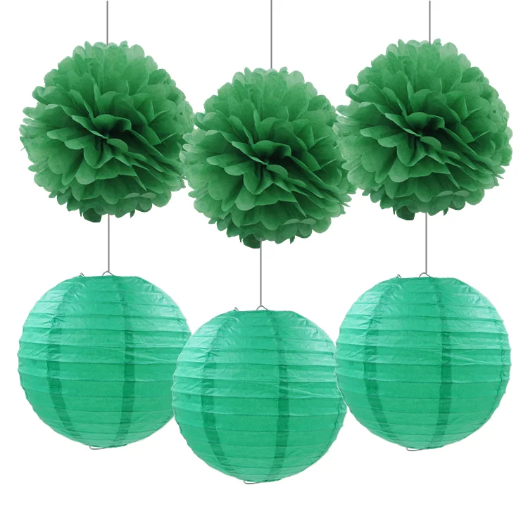 6 шт./компл. бумажный фонарь мяч оберточная бумага pom poms, день рождения фон бумажный цветок стены Свадебные baby shower Свадебные украшения - Цвет: green