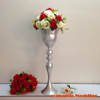 66cmh shiny silver wedding flower vase wedding decoration table centerpiece 10pcslot